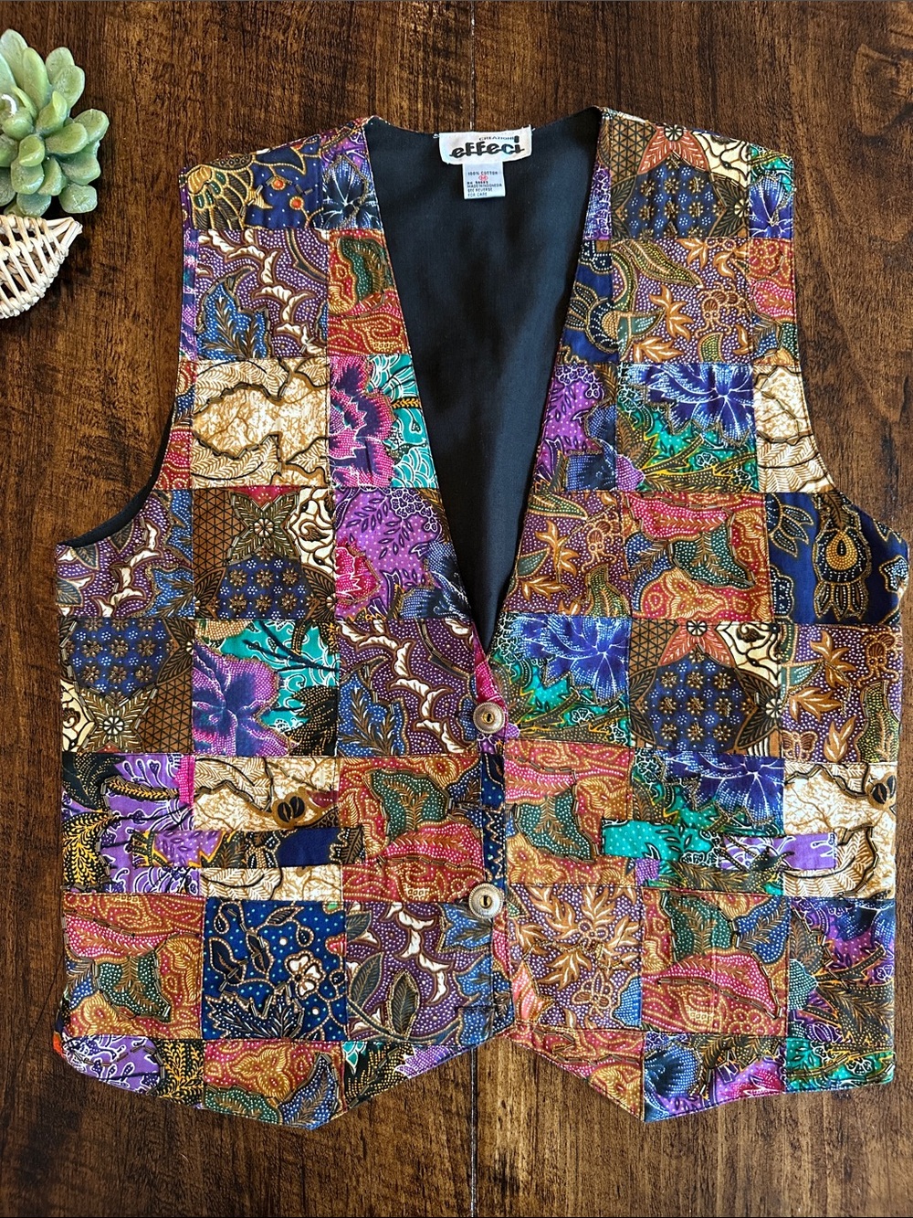 Creazioni Effeci | Multicolor Boho Batik Embellished Vest Medium, Size M